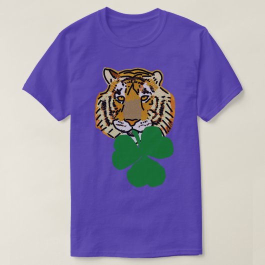 Tiger Biting Kleeblatt für St Patricks Day T-Shirt (Design vorne)