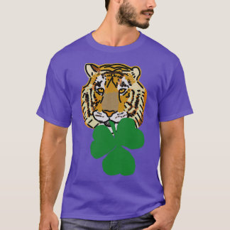 Tiger Biting Kleeblatt für St Patricks Day T-Shirt