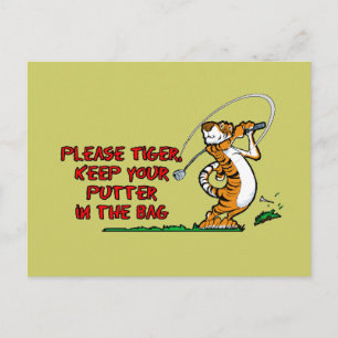 Tiger bitte, Behalt deinen Putter in den Beutel Postkarte