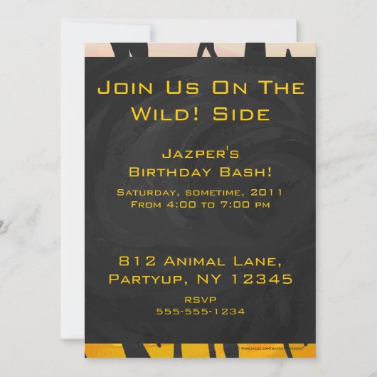 Tiger Black and Orange Print Einladung (Rückseite)