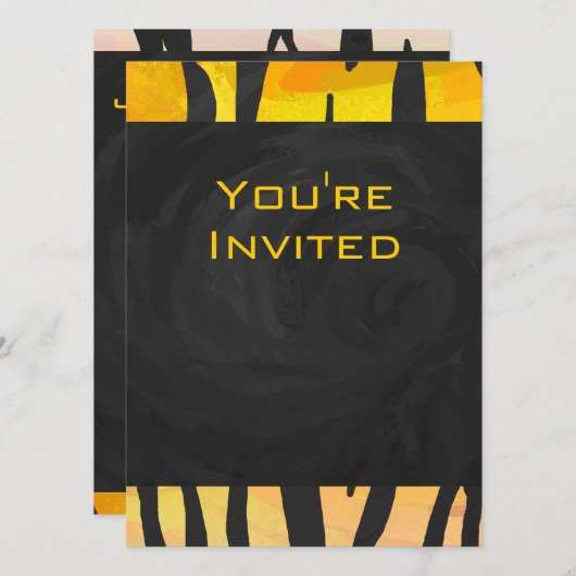 Tiger Black and Orange Print Einladung (Vorne/Hinten)