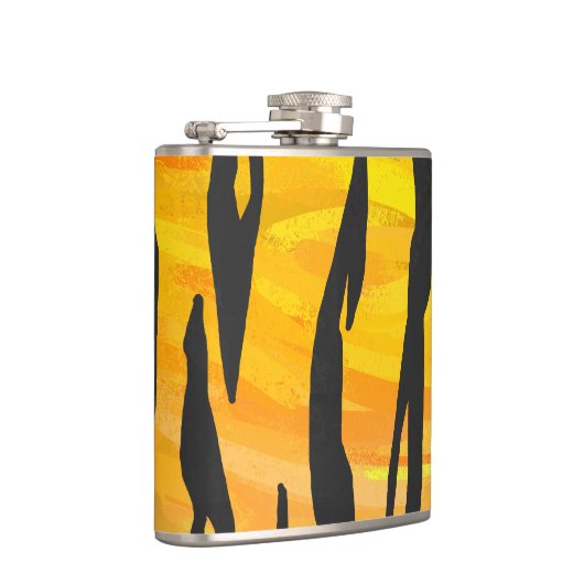 Tiger Black and Orange Print Flachmann (Rechts)