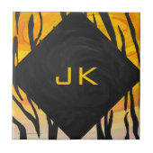 Tiger Black and Orange Print Fliese (Vorderseite)