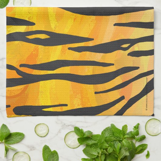 Tiger Black and Orange Print Geschirrtuch (Gefaltet)
