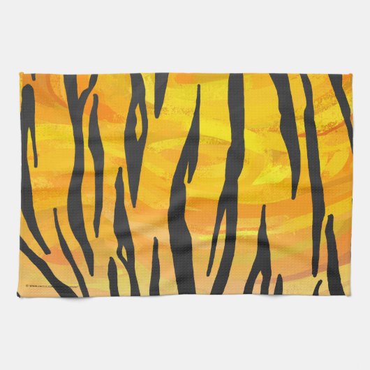 Tiger Black and Orange Print Geschirrtuch (Horizontal)