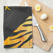 Tiger Black and Orange Print Geschirrtuch (Viertel Falte)