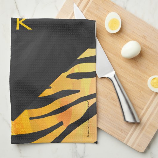 Tiger Black and Orange Print Geschirrtuch (Viertel Falte)