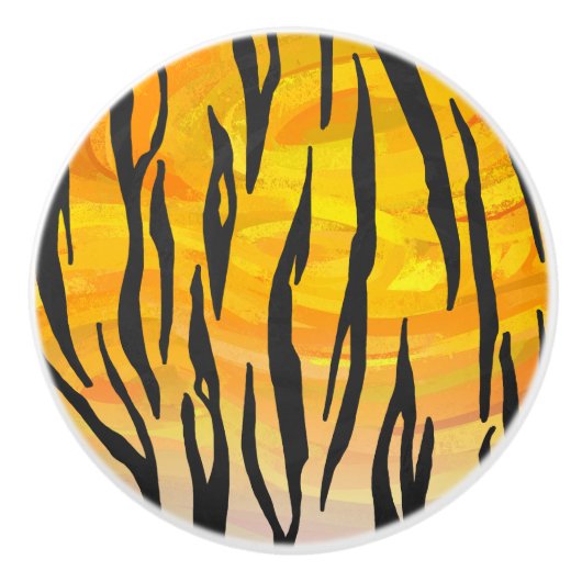 Tiger Black and Orange Print Keramikknauf (Vorderseite)