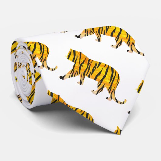 Tiger Black and Orange Print Krawatte (Gerollt)