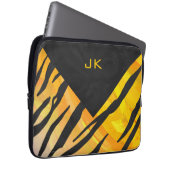 Tiger Black and Orange Print Laptopschutzhülle (Vorne Rechts)