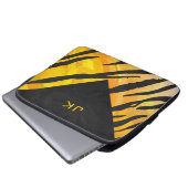 Tiger Black and Orange Print Laptopschutzhülle (Vorne Knopf)