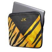 Tiger Black and Orange Print Laptopschutzhülle (Vorderseite Links)