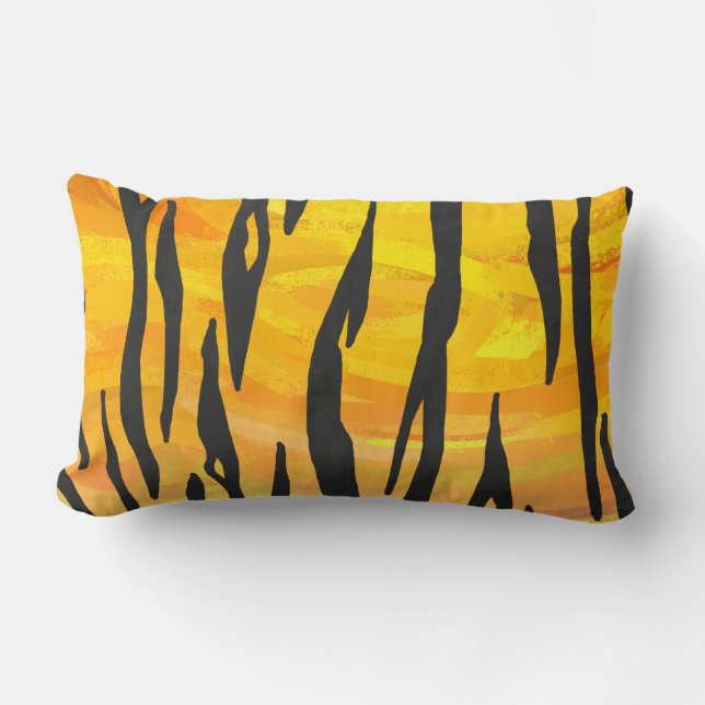 Tiger Black and Orange Print Lendenkissen (Vorderseite)