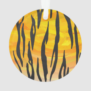 Tiger Black and Orange Print Ornament