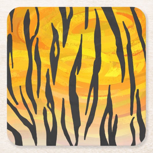 Tiger Black and Orange Print Rechteckiger Pappuntersetzer (Vorderseite)