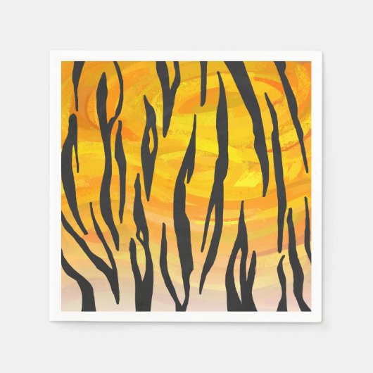 Tiger Black and Orange Print Serviette (Vorderseite)