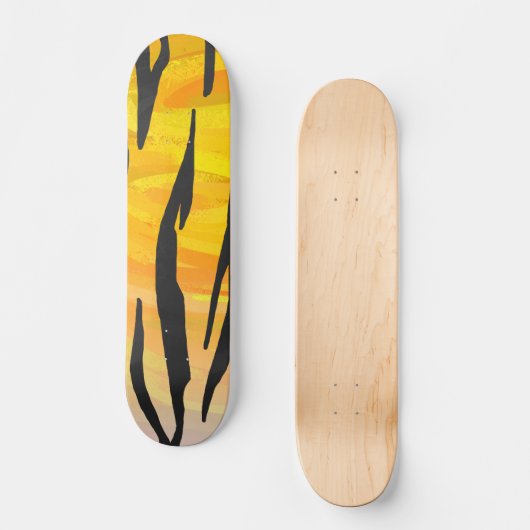 Tiger Black and Orange Print Skateboard (Vorderseite)