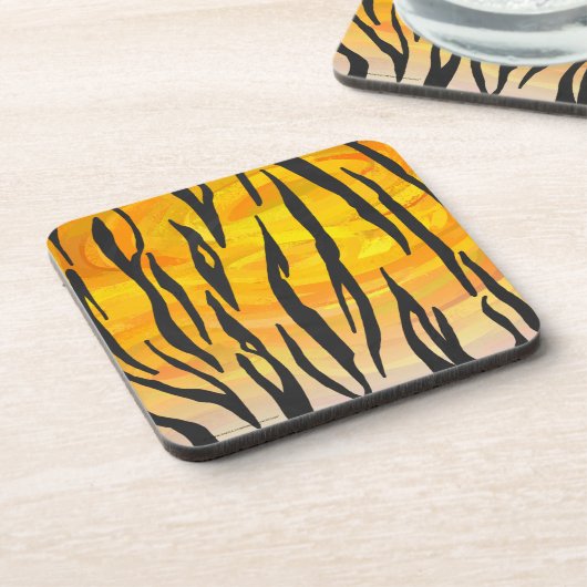 Tiger Black and Orange Print Untersetzer (Linke Seite)