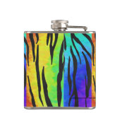 Tiger Black and Rainbow-Geschenke Flachmann (Rückseite)