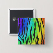 Tiger Black and Rainbow Print Button (Vorne & Hinten)