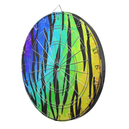 Tiger Black and Rainbow Print Dartscheibe (Vorderseite rechts)