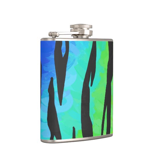 Tiger Black and Rainbow Print Flachmann (Rechts)