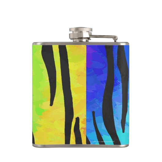 Tiger Black and Rainbow Print Flachmann (Rückseite)