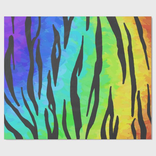 Tiger Black and Rainbow Print Geschenkpapier (Flach)