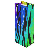 Tiger Black and Rainbow Print Geschenktüte Für Weinflaschen (Rückseite Schrägansicht)