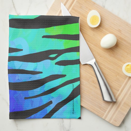 Tiger Black and Rainbow Print Geschirrtuch (Viertel Falte)