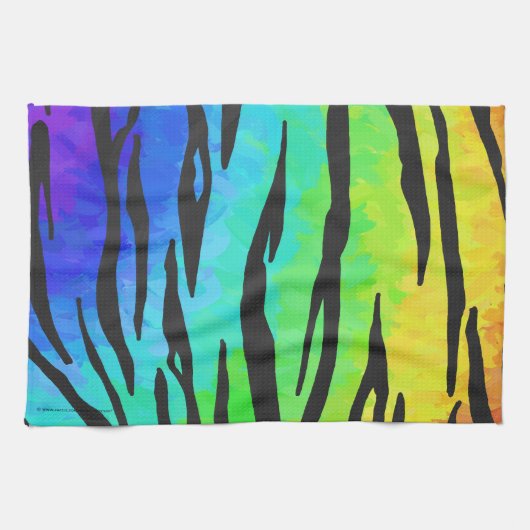 Tiger Black and Rainbow Print Geschirrtuch (Horizontal)