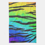 Tiger Black and Rainbow Print Geschirrtuch (Vertikal)