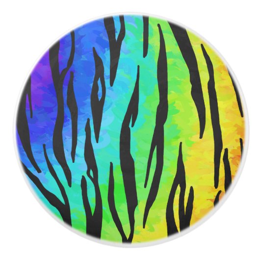 Tiger Black and Rainbow Print Keramikknauf (Vorderseite)