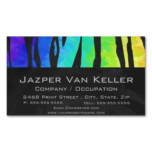 Tiger Black and Rainbow Print Magnetische Visitenkarte (Vorderseite)