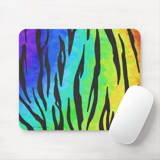Tiger Black and Rainbow Print Mousepad (Mit Mouse)