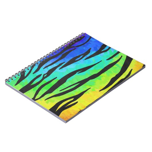 Tiger Black and Rainbow Print Notizblock (Linke Seite)