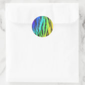 Tiger Black and Rainbow Print Runder Aufkleber (Tasche)