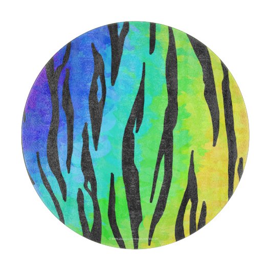 Tiger Black and Rainbow Print Schneidebrett (Vorderseite)
