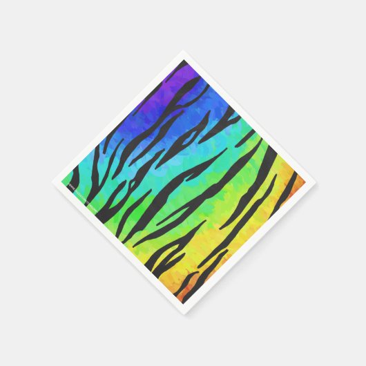 Tiger Black and Rainbow Print Serviette (Ecke)
