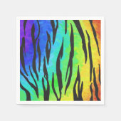 Tiger Black and Rainbow Print Serviette (Vorderseite)