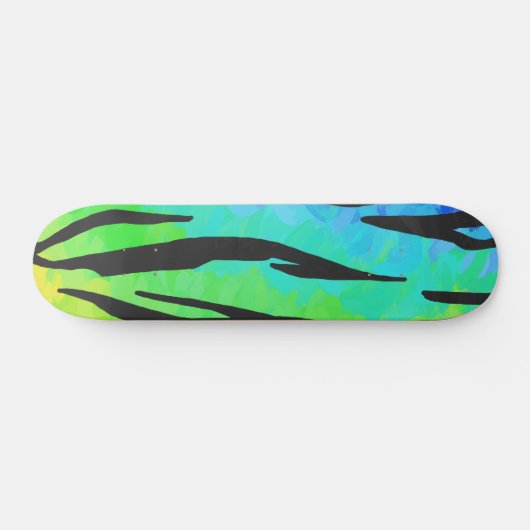Tiger Black and Rainbow Print Skateboard (Horizontal)