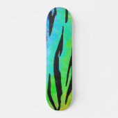 Tiger Black and Rainbow Print Skateboard (Vorne)