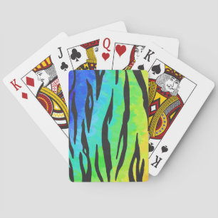 Tiger Black and Rainbow Print Spielkarten