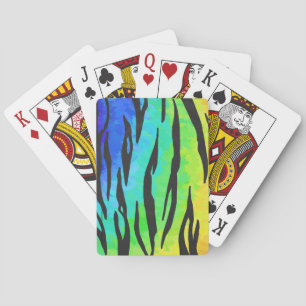 Tiger Black and Rainbow Print Spielkarten