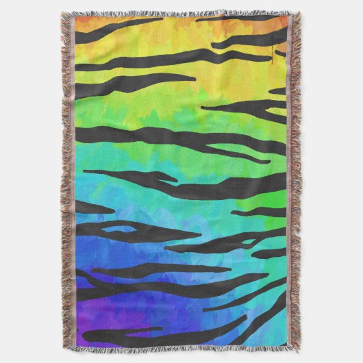 Tiger Black and Rainbow Stuff Decke (Vorderseite Vertikal)