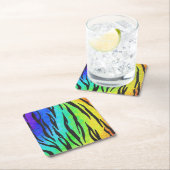 Tiger Black and Rainbow Stuff Rechteckiger Pappuntersetzer (Vor Ort)