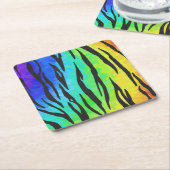 Tiger Black and Rainbow Stuff Rechteckiger Pappuntersetzer (angewinkelt)