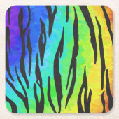 Tiger Black and Rainbow Stuff Rechteckiger Pappuntersetzer (Vorderseite)