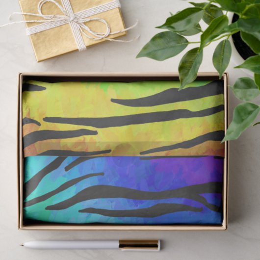 Tiger Black and Rainbow Stuff Seidenpapier (Geschenk)