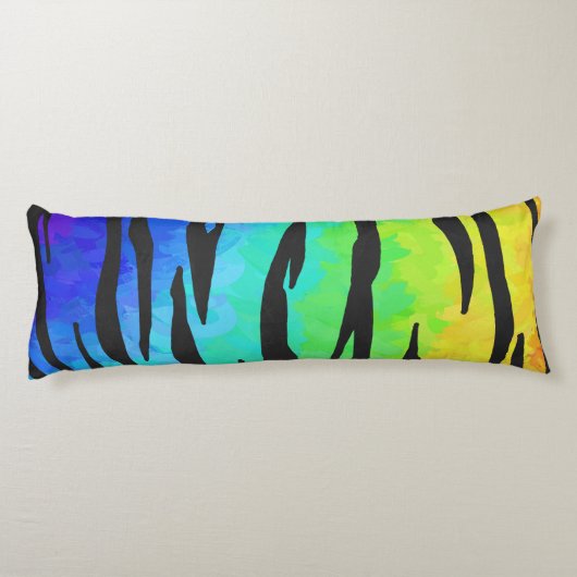 Tiger Black and Rainbow Stuff Seitenschläferkissen (Rückseite)